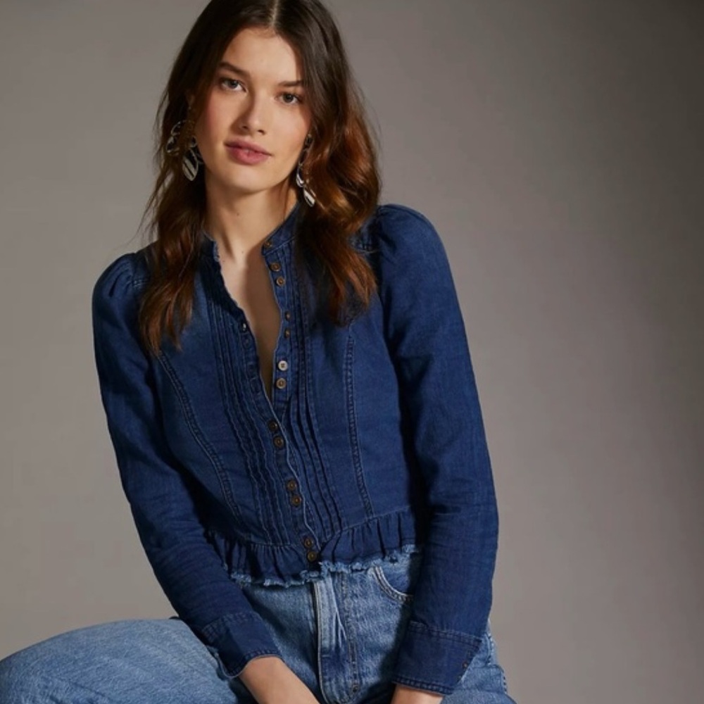 Anthropologie denim button down blouse
